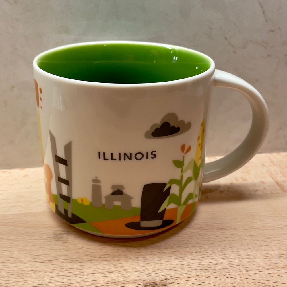 Starbucks You Are Here Illinois Mug with Green Interior FREE SHIPPING